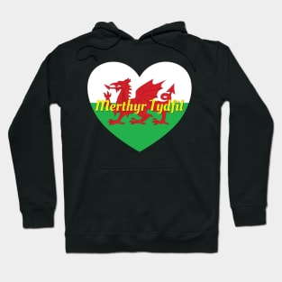 Merthyr Tydfil Wales UK Wales Flag Heart Hoodie